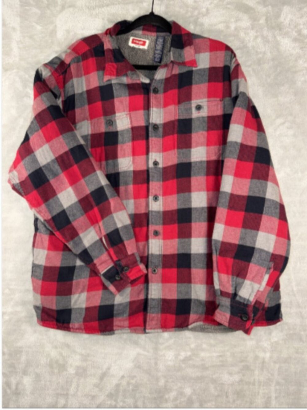 Wrangler Flannel Shirt Jacket Mens XL Buffalo Plaid Shacket Sherpa Lined Work